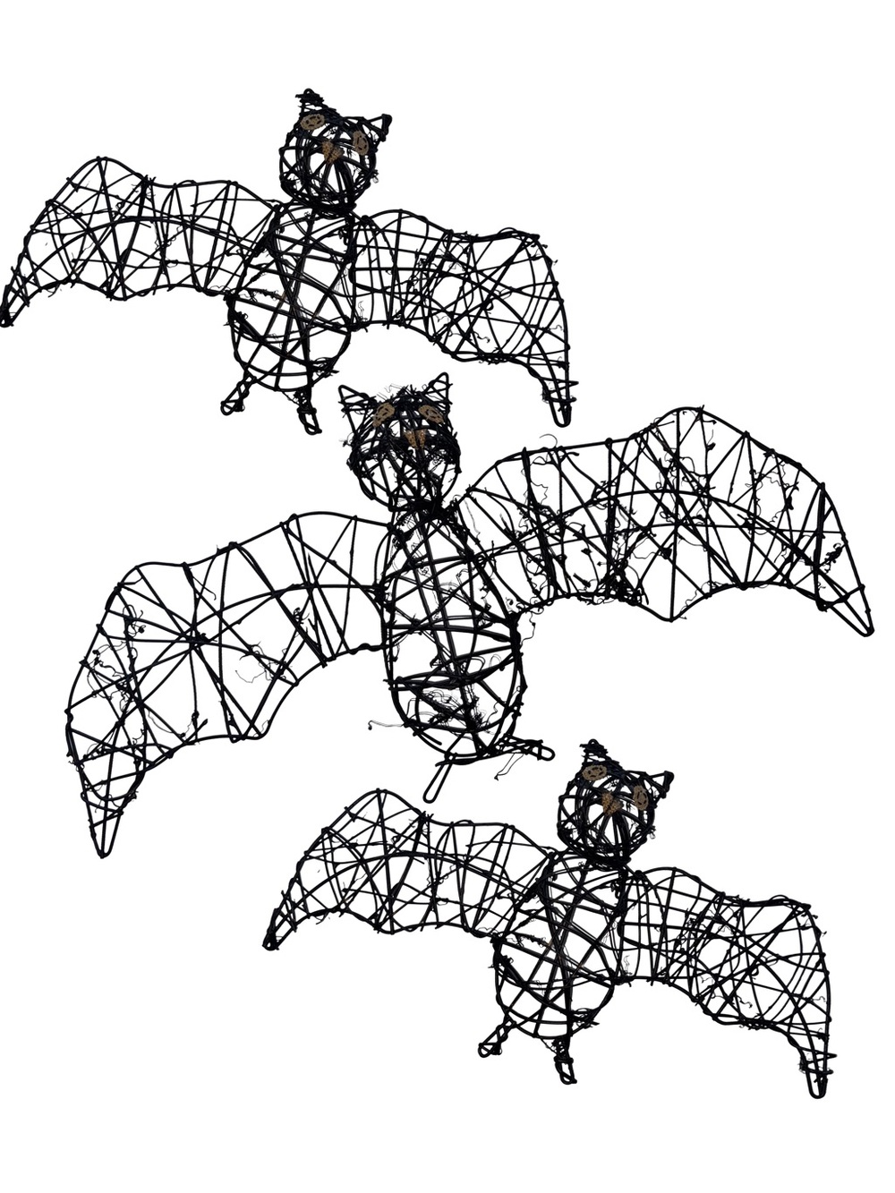 Pottery Barn Kids Black Vine Wire Bats Halloween Wall Décor SET OF 3 NEW IN BOX